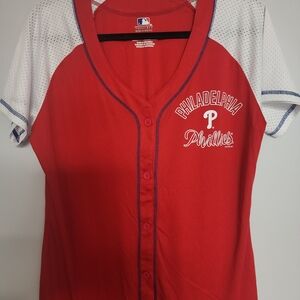 Philadelphia Phillies Red and White Short Sleeve Tee
